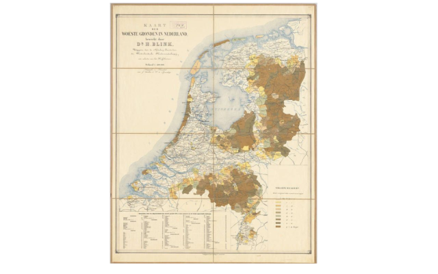 Kaart der woeste gronden Nederland van Blink uit 1880 Kaart der woeste gronden Nederland van Blink uit 1880