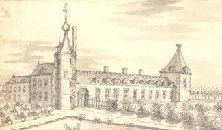 Kasteel Wisch in 1720. Bron RKD Nederlands Instituut voor Kunstgeschiedenis.