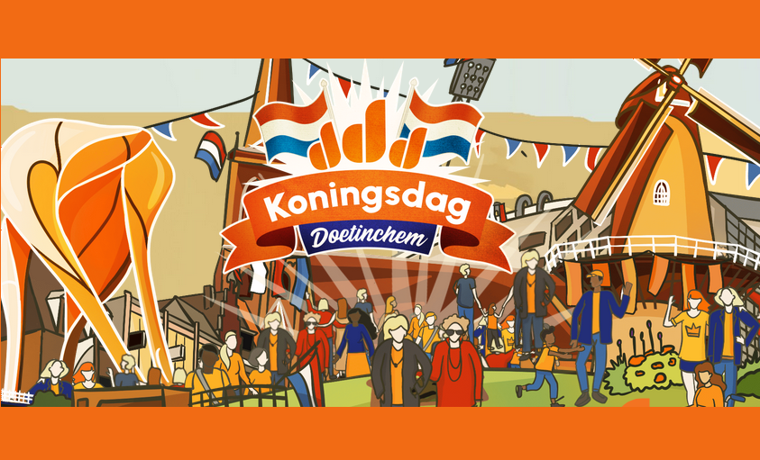 Plattegrond met daarop de bepekte verkeers bereikbaarheid per straat rondom Koningsdag 2025